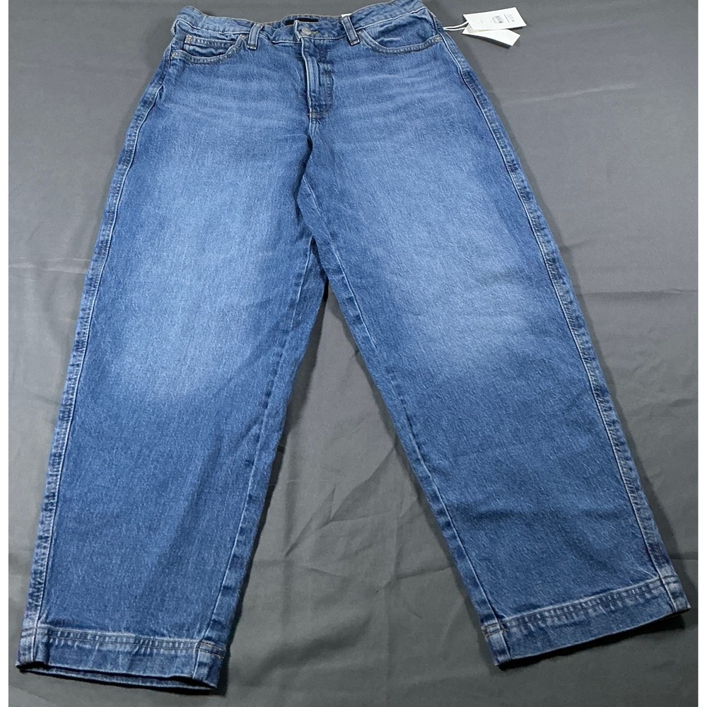 Free Assembly Womens Mid Rise Wide Hem Barrel Jeans Light Blue Indigo Size 4 NWT